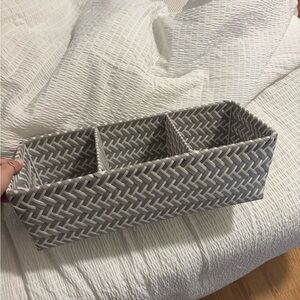 Gray Woven 3-Compartment Organizer Storage Bin